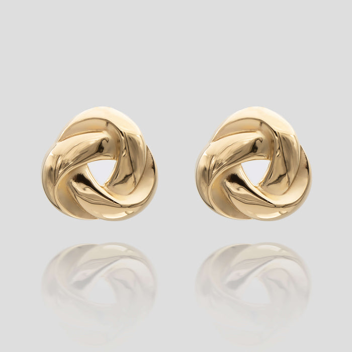 rania knot button earring in 18k gold plated from prya