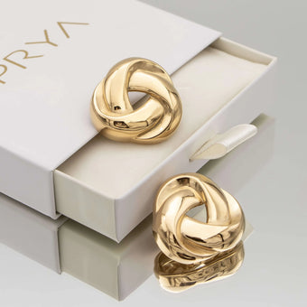 rania knot button earring in 18k gold plated from prya