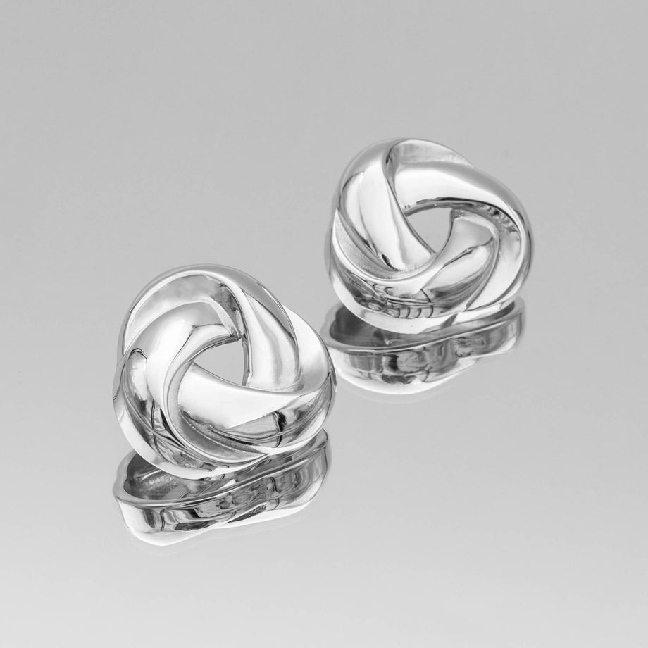 rania knot button earring in silver plated from prya