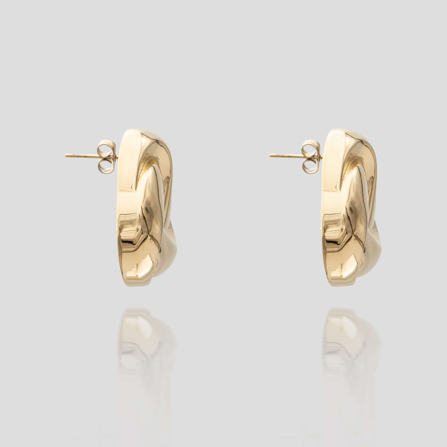 rania knot button earring in 18k gold plated from prya