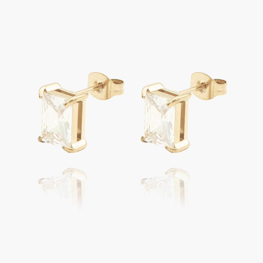 Emerald Cut Stud Earrings