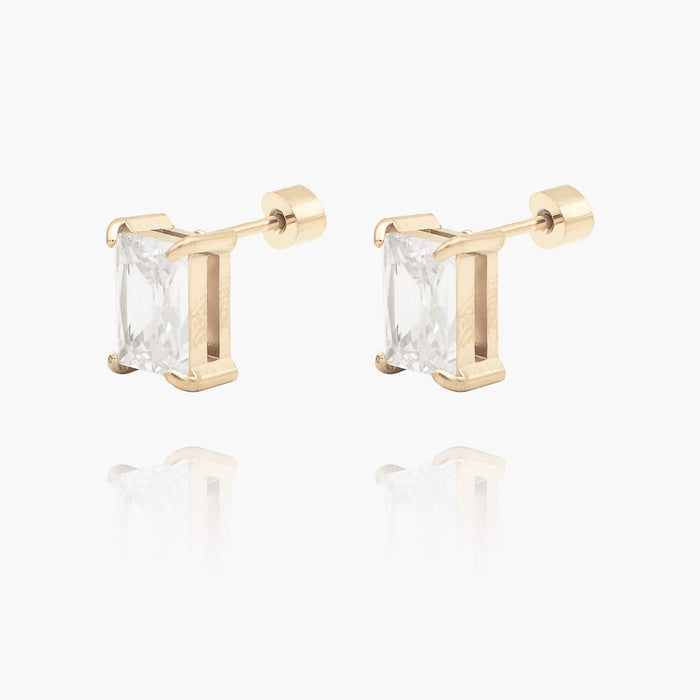 Emerald Cut Stud Earrings