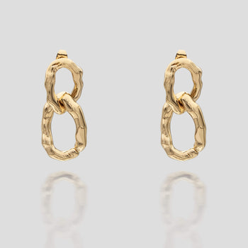 Ria Drop Earrings feature a stunning double-link design, expertly crafted in 18k gold-plated stainless steel from prya