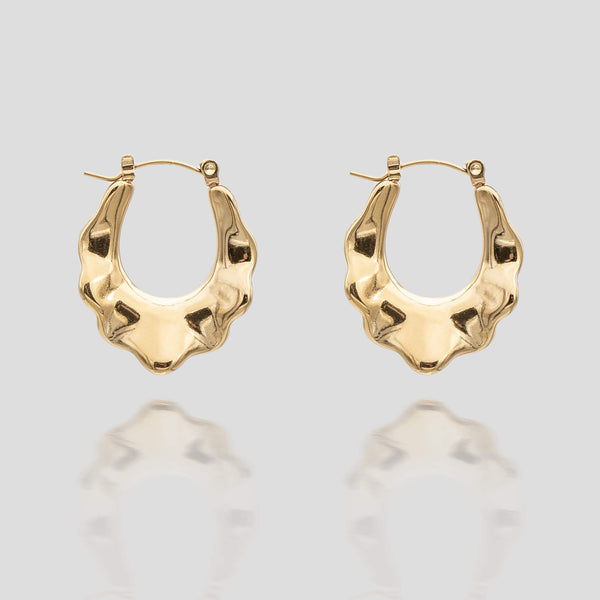 The Ruba 18k Gold plated medium Hoop Earrings, featuring an embossed design from prya