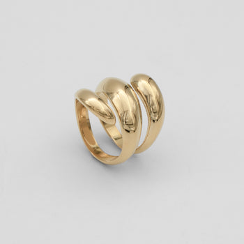 Rumi Triple Wrap Ring, triple cross over wrap ring, crafted from 18k gold plated stainless steel from prya