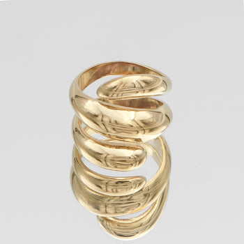 Rumi Triple Wrap Ring, triple cross over wrap ring, crafted from 18k gold plated stainless steel from prya