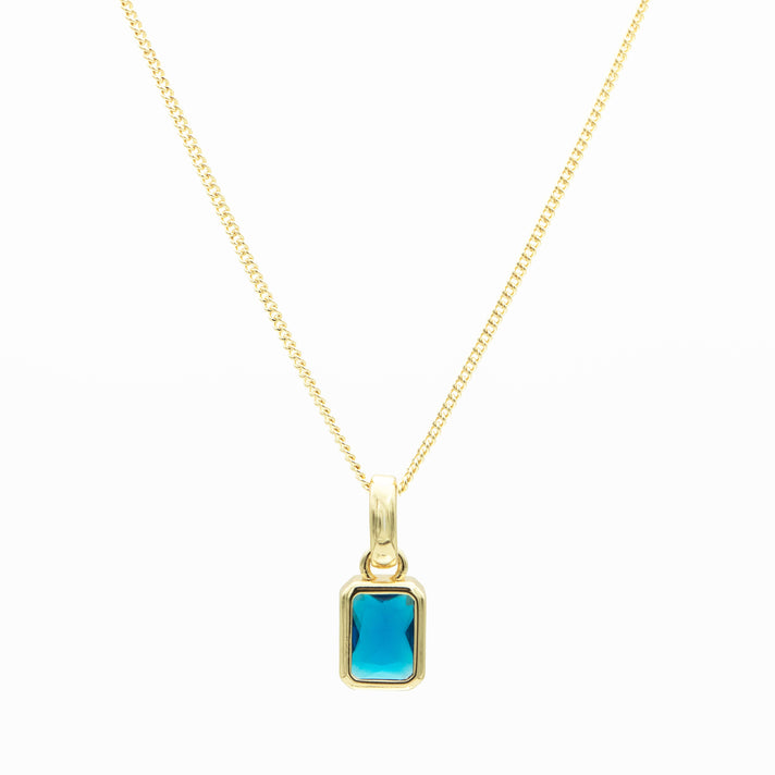 September emerald cut birthstone necklace in 18k gold from prya