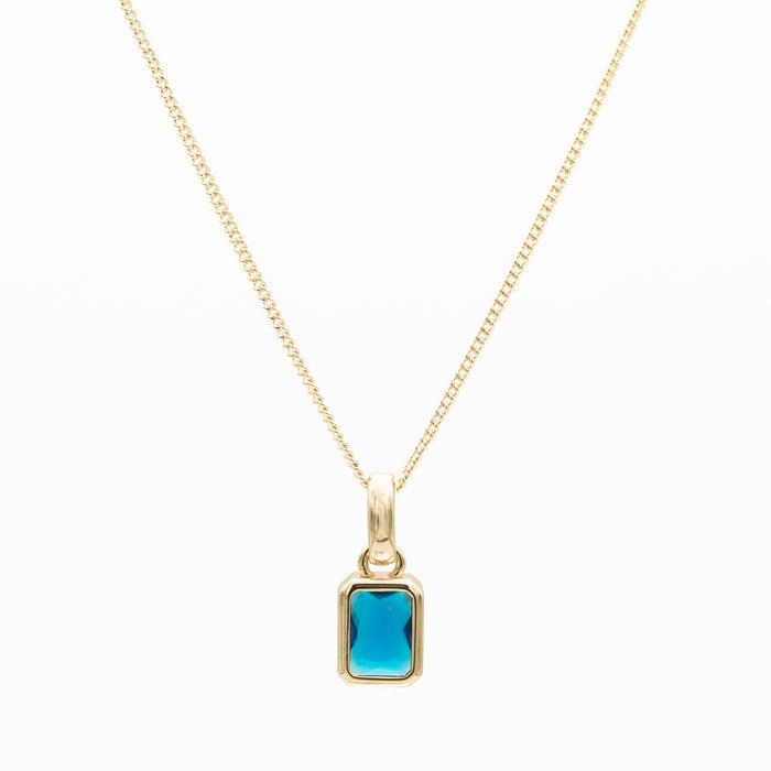 September emerald cut birthstone necklace in 18k gold plating from prya 