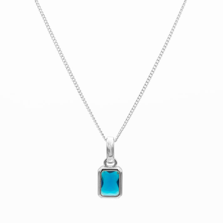 September emerald cut birthstone necklace in silver from prya 