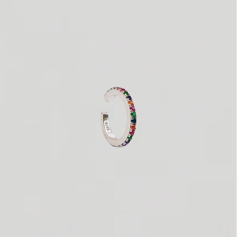 shona rainbow ear cuff in silver