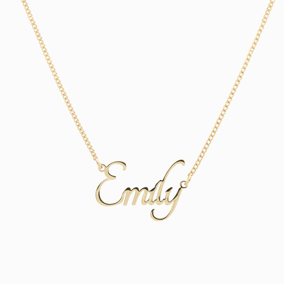 sierra personalised name necklace in 18k gold plated stainless steel from prya