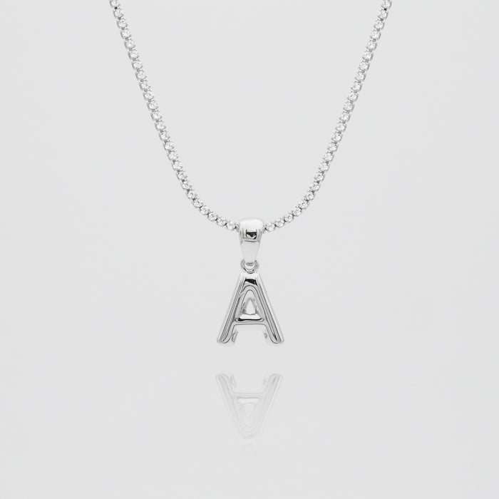 mini bubble initial necklace available in 18k gold or silver plated stainless steel from prya