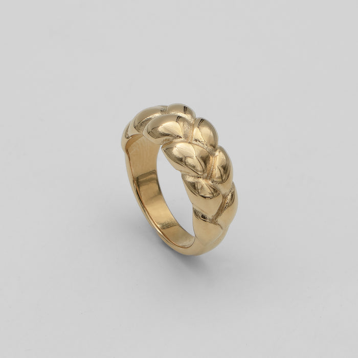 Soraya Braid Ring, french braid design in 18k gold plated stainless steel from prya