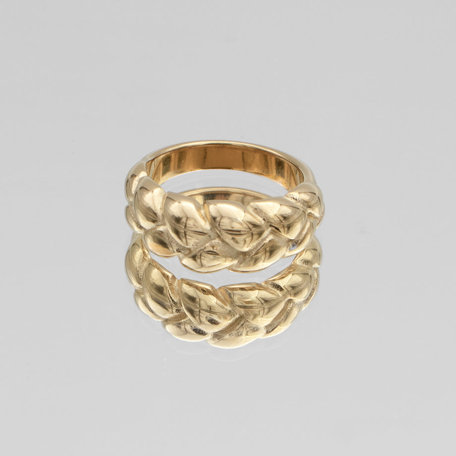 Soraya Braid Ring, french braid design in 18k gold plated stainless steel from prya