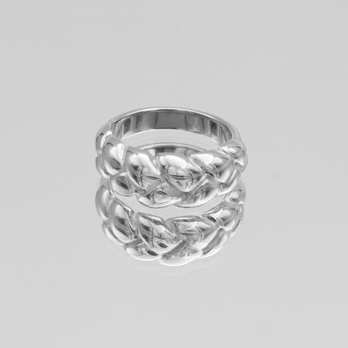 Soraya Braid Ring, french braid design in Silver plated stainless steel from prya