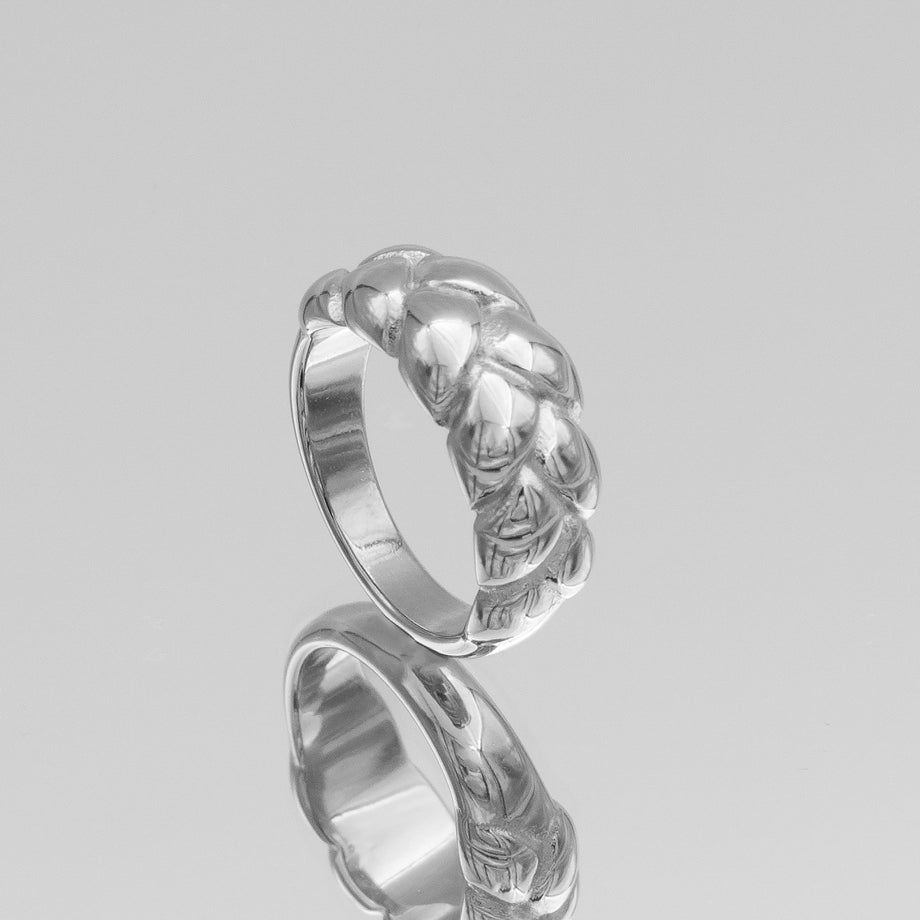 Soraya Braid Ring, french braid design in Silver plated stainless steel from prya