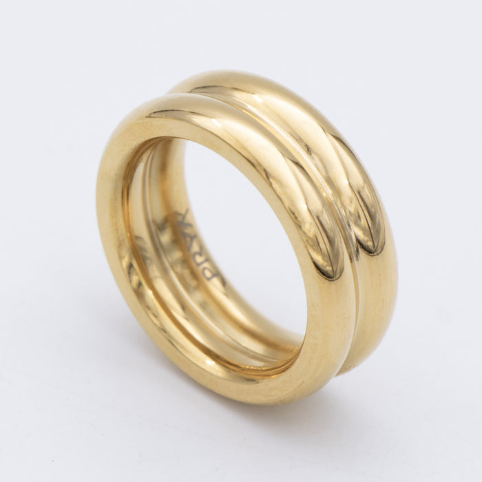 Suri Double Band Ring, a chunky Gold plated ring featuring a bold, double band design from prya