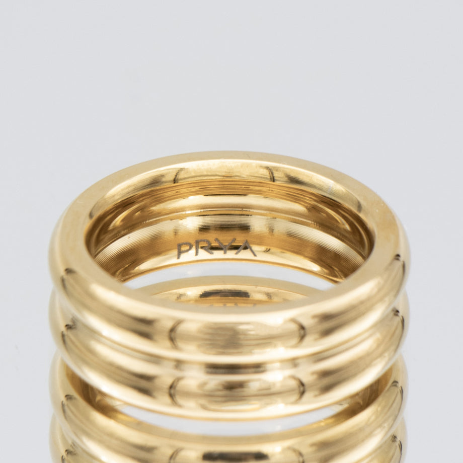 Suri Double Band Ring, a chunky Gold plated ring featuring a bold, double band design from prya