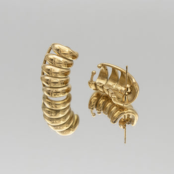 Tamira Earrings, crafted in 18k plated gold with a scrunched texture from prya