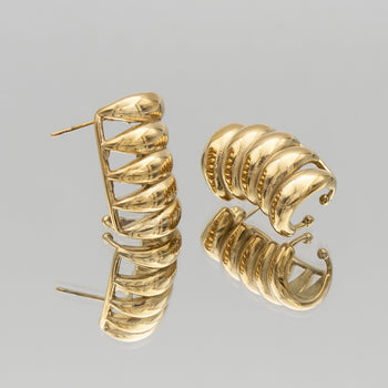 Tamira Earrings, crafted in 18k plated gold with a scrunched texture from prya