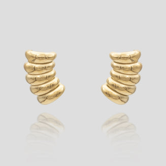 Tamira Earrings, crafted in 18k plated gold with a scrunched texture from prya