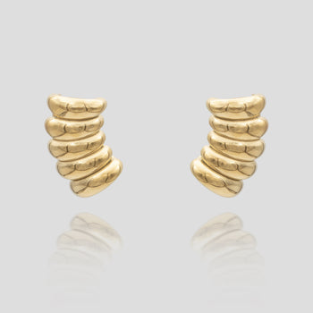 Tamira Earrings, crafted in 18k plated gold with a scrunched texture from prya