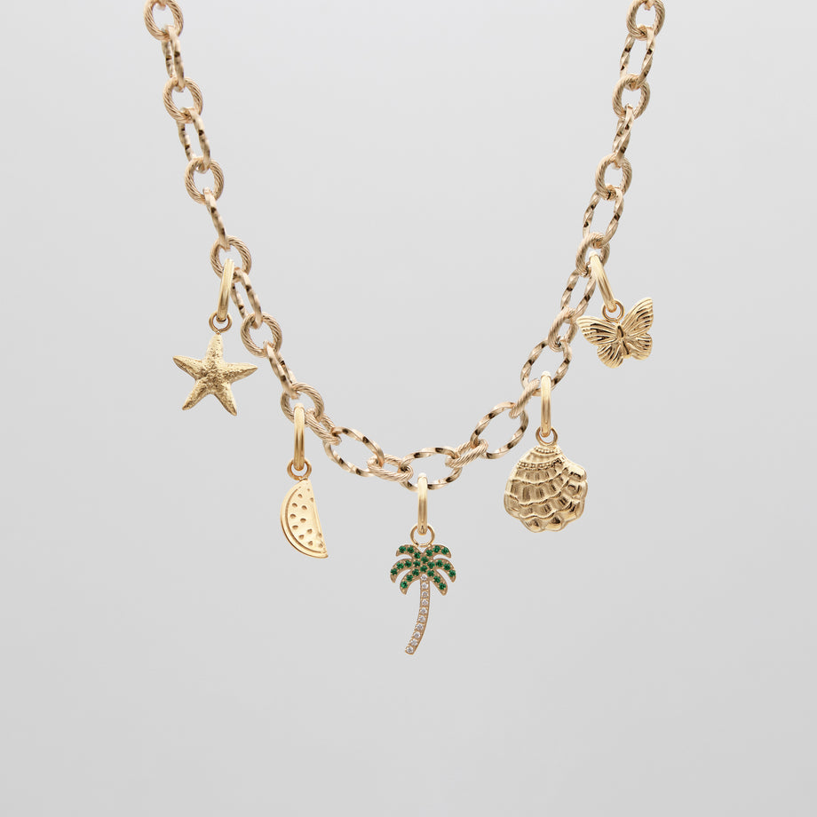 textured chain personalised charm necklace from prya