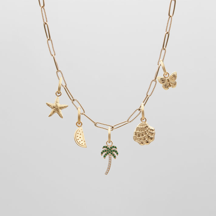 textured chain personalised charm necklace from prya