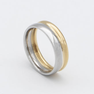 Uma Double Band Ring, a striking two tone accessory showcasing a statement double band design from prya