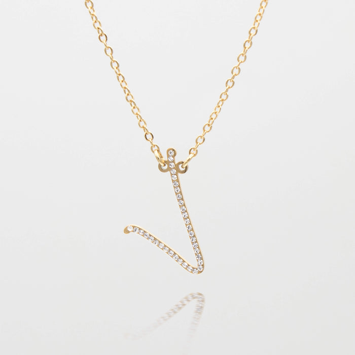 sydney initial necklace with letter 'v' in gold from prya