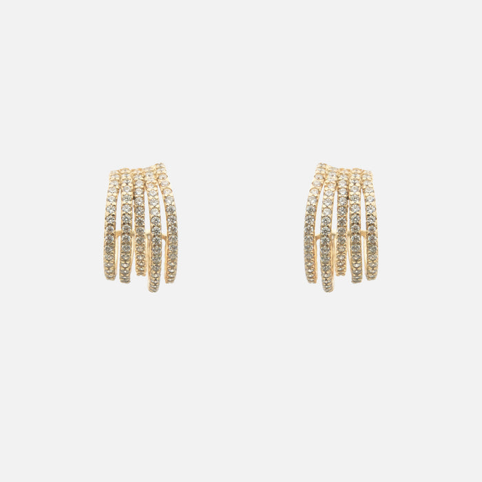 Vela Pavé Multi-Band Hoop Earrings in 18k gold plated sterling silver base
