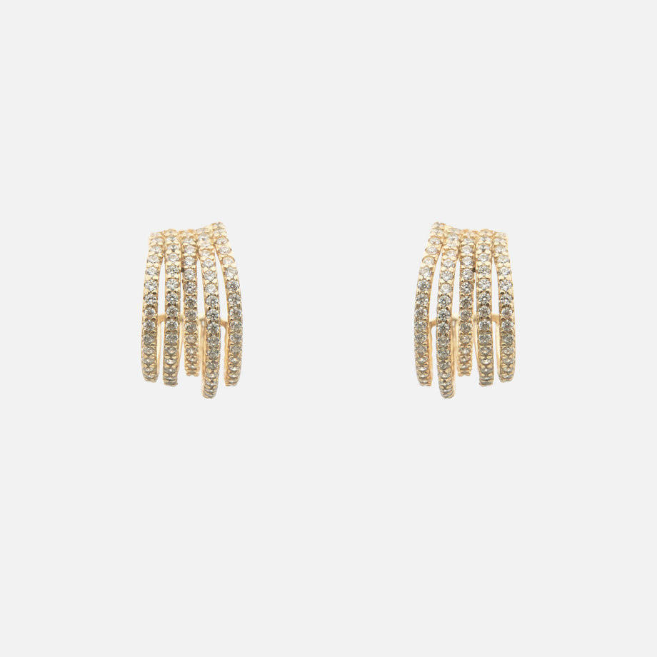 Vela Pavé Multi-Band Hoop Earrings in 18k gold plated sterling silver base