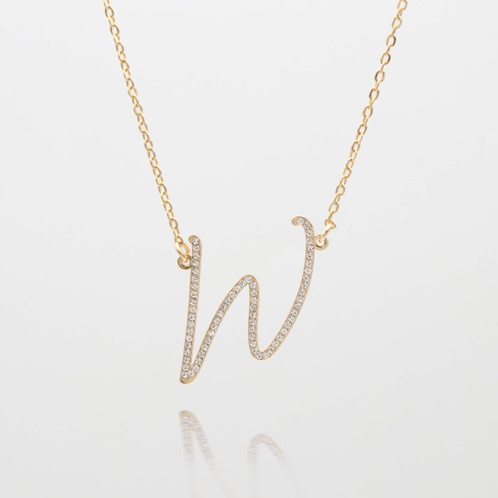 sydney initial necklace with letter 'w' in gold from prya