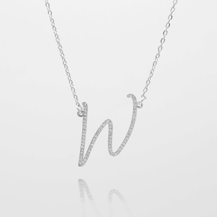 sydney initial necklace with letter 'w' in silver from prya