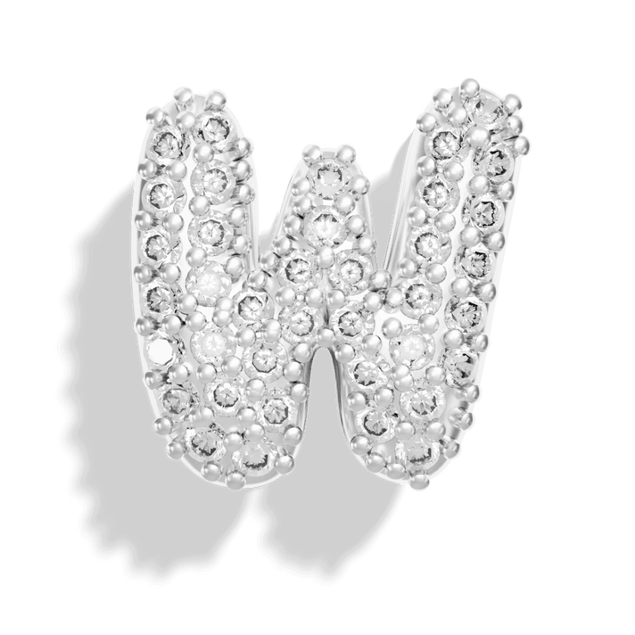 Silver Pave Bubble Letter Charms