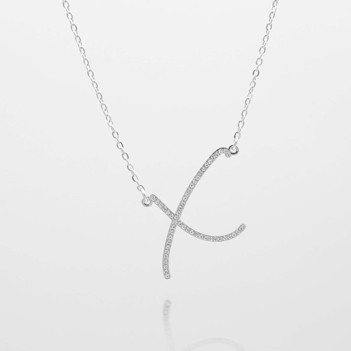 sydney initial necklace with letter 'x' in silver from prya