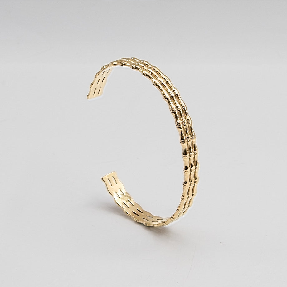 image of gold textured bamboo bangle from prya