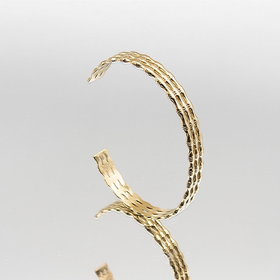 image of gold textured bamboo bangle from prya