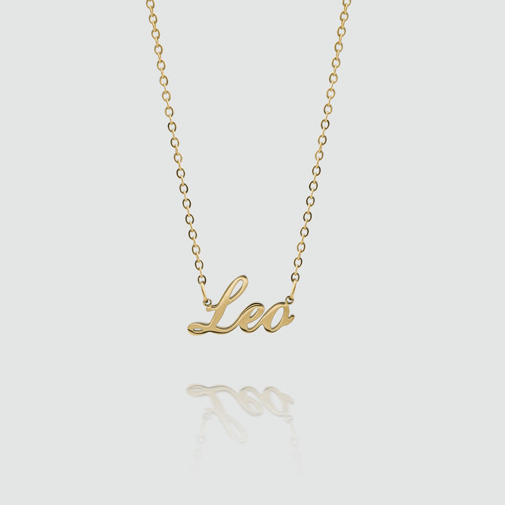 zodiac name necklace available in 18k gold plated or silver plated stainless steel from prya