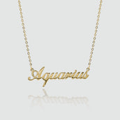 zodiac name necklace available in 18k gold plated or silver plated stainless steel from prya