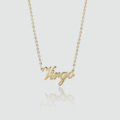 zodiac name necklace available in 18k gold plated or silver plated stainless steel from prya