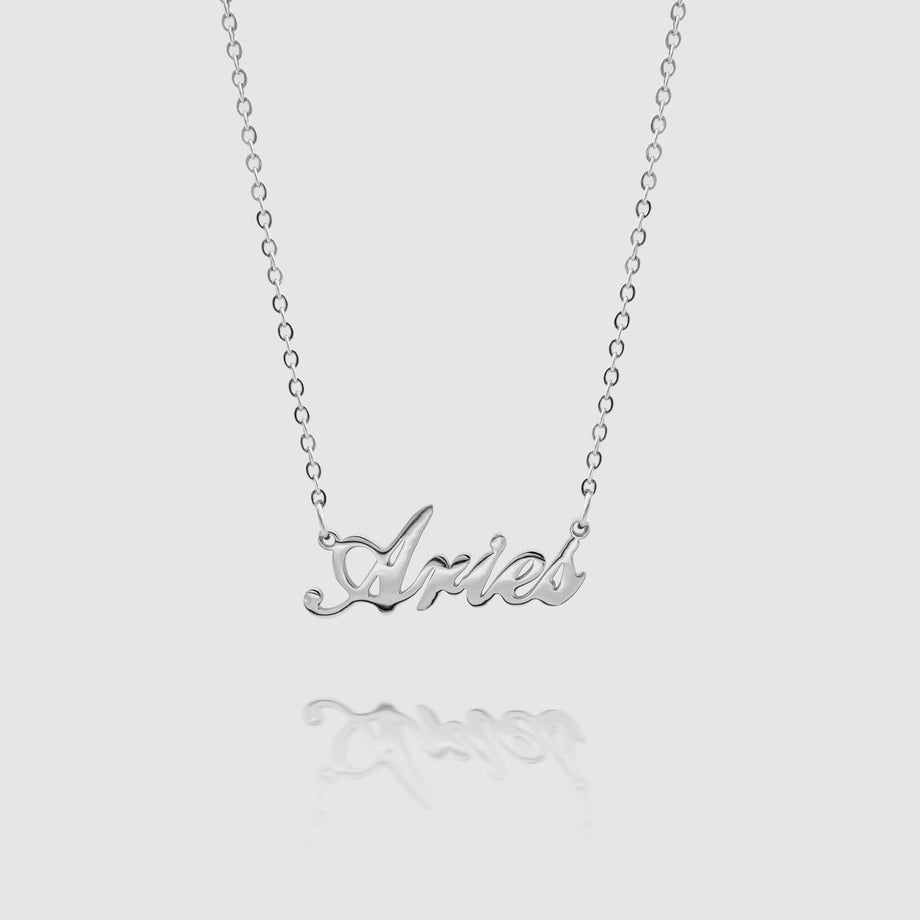 Women's Old English Gold Zodiac Name Necklace by PRYA