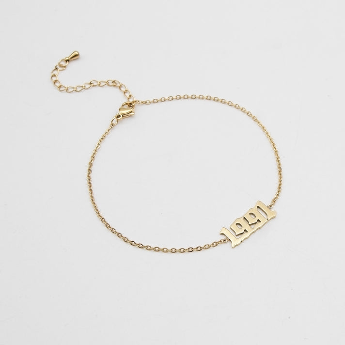 Birth year anklet in gold plating from PRYA