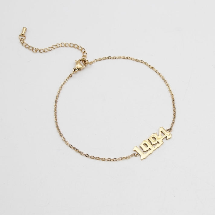 Birth year anklet in gold plating from PRYA