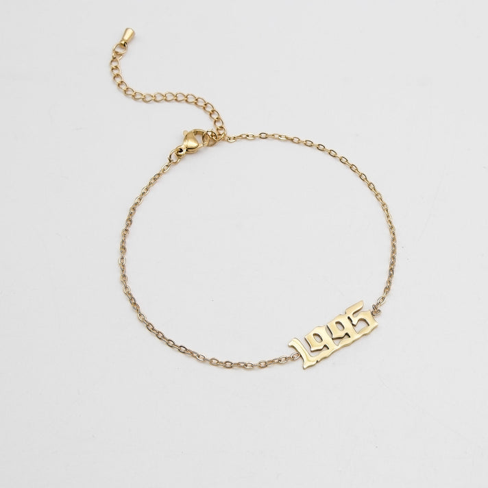 Birth year anklet in gold plating from PRYA