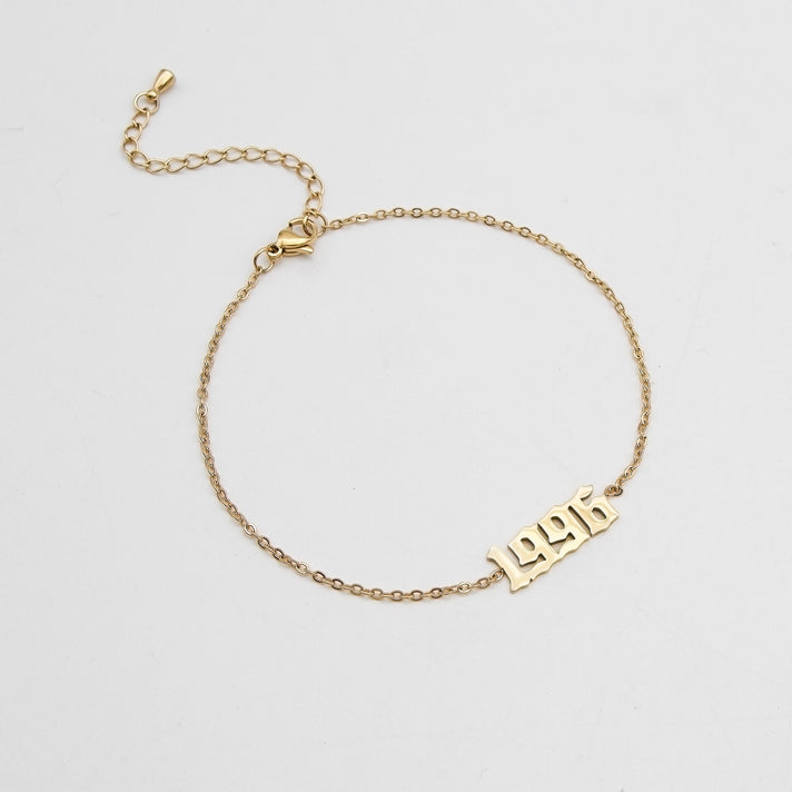 Birth year anklet in gold plating from PRYA