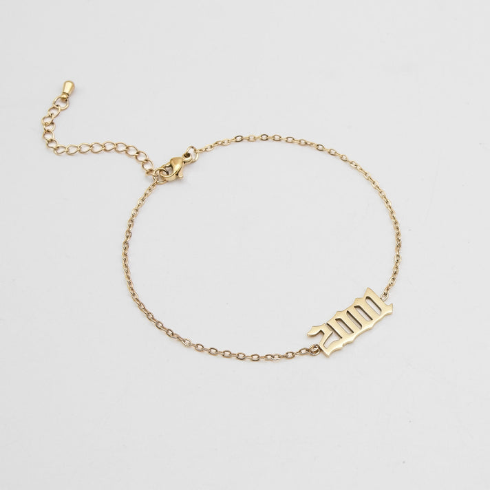 Birth year anklet in gold plating from PRYA