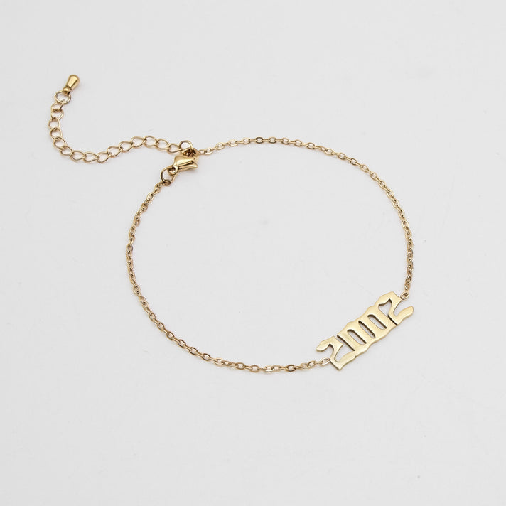 Birth year anklet in gold plating from PRYA