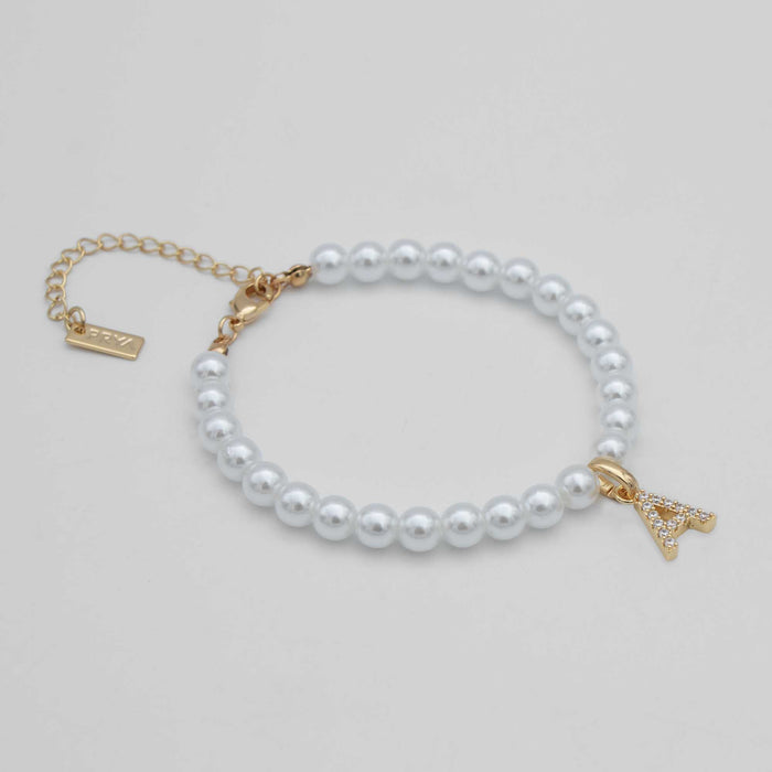 classic pearl initial anklet in gold from prya