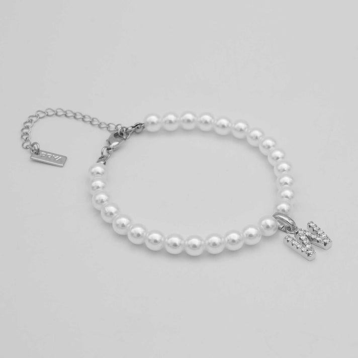 classic pearl initial anklet in silver from prya